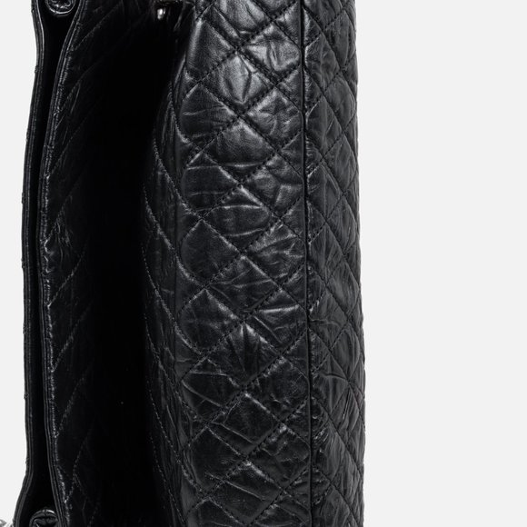 Chanel 2009 Black Quilted Crinkled Calfskin Fold Over CC Bag RHW - Picture 6 of 12